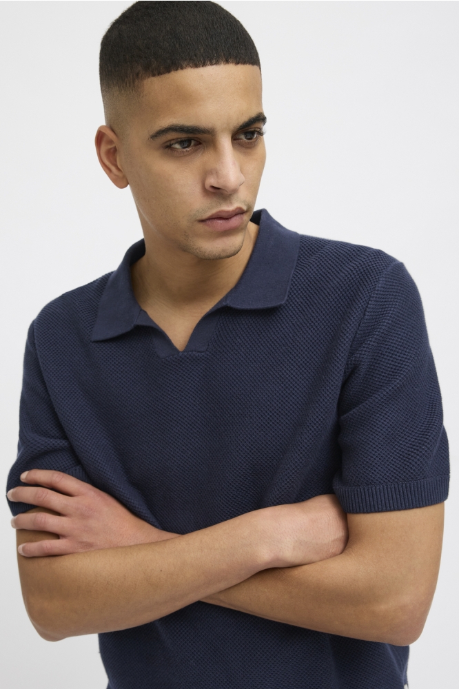JPRCCEASTON KNIT SPLIT NECK SS SN 12273012 Night Sky